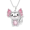 Pendentif Colliers Filles Mode Dessin animé Embrace Rose Amour Salamandre aux yeux noirs Petit Dragon Homme Collier Femme Cadeau d'anniversaire Bijoux