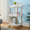 Kitchen Storage 3 Layer Removable Utility Rack Foldable Drawer Rolling Trolley Cart Cabinet Vegetables Floor Wheels