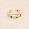 Ringen 2022 Lente Groene Liefde Slang Bloem Set Mode Zirkoon Cross Womens Ring R088 Drop Levering Sieraden Dhu4Q