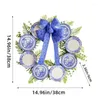 Decorative Flowers Blue Wreaths For Front Door Entry Welcome Wreath 15inch Winter And White Porcelain Plate Decoration