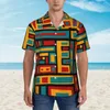 Men's Casual Shirts Colorful De Stijl Hawaiian Shirt Male Beach In The City Short-Sleeved Harajuku Printed Trendy Oversize Blouses