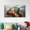 O coringa fumar cartaz e impressão graffiti arte criativo filme pintura a óleo na lona parede arte imagem para sala de estar decor278t