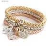 Beaded 3Pcs/Lot Tree of Life Bracelet Crystal Owl Key lock Music Note Owl butterfly Heart Charm Bangle For Women Fashion Jewelry GiftL24213
