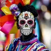 Máscaras de desenhista 6 PCS Mexican Death Day Halloween Crânio Máscara Mulheres Homens Partido Maquiagem Bola DIY Corda Elástica Papel Cosplay Máscaras