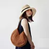 Versione coreana della borsa tessuta New Grass Borsa estiva da spiaggia per le vacanze da donna circolare ad alta capacità a spalla singola portatile 240312