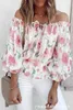 Damesblouses Shirts Off-shoulder Bloemenprint Lantaarn Sle Top Dames Lente Zomer Nieuwe Sexy Losse Strapless Bloemblouse TopsL24312