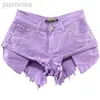 Shorts pour femme Short en jean Mode d'été Sexy taille basse gland violet poche ample jambe large pantalon chaud jean court pantalon ldd240312