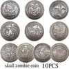 10st Morgan Skull Zombie Skeleton Coins Olika mönster Intressant kopieringsmyntkollektion292L