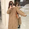 Women's Trench Coats Winter Thickened Down Cotton Coat 2024 Korean Quited Lamb Wool Collar Parka Female Long