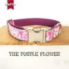 MUTTCO retailing personalized particular dog collar THE PURPLE FLOWER creative style dog collars and leashes 5 sizes UDC049225U