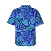 Camicie casual da uomo Camicia estiva hippie Maschile da spiaggia Blu Lacrime Stampa Camicette oversize larghe con design Harajuku a maniche corte