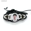 Beaded Kpop Stray Kids Leather Armband Glass Dome Snap Buttons Armband Bangles Män Kvinnor smycken AccessoriesL24213