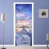 Nowoczesne 3D Blue Sky Sea View Drewno Bridge Drzwi naklejka na salon sypialnia Kreatywna Po ścianka wodoodporna tapeta 3D1245W