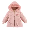 Manteau en duvet Chic pour enfants, veste d'hiver pour bébé, filles et garçons, à capuche, solide, vêtements d'extérieur, fermeture éclair, coupe-vent, chaud et épais