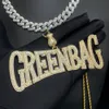 Очень большой хип-хоп мужские ювелирные изделия MoneyBag Bail Full Paved 5A CZ Iced Out Bling Letter Green Bag Подвеска Ожерелье 240311