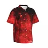 Męskie koszule Red Galaxy Sky Beach koszula Ameryka Północna Mgławica Hawajska Mężczyźni Eleganckie bluzki krótkie rękaw