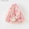 Mädchenkleider Dave Bella Baby Mädchen Kleider Winter Baby Mädchen Strickkleid Kleinkind Mädchen Rosa Blumen Kleider mit Brieftasche DB4238053 L240311