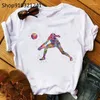 T-shirt da donna Arte estetica Pallavolo T-shirt da donna Colorwater Stampato Grafica Maglietta a maniche corte Divertente Casual Streetwear Tee Y2k Top