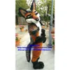 Mascot Costumes Brown Long Fur Furry Wolf Husky Dog Fox Fursuit Mascot Costume Adult Character Suit Organize An Activity Sales Promotion Zx3028