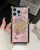 Luxe Bling Laser Vlinder Diamanten Ring Standhouder Vierkante Doos Koffers Kofferbak Metalen Decoratie Hoek Voor iPhone 15 14 13 12 11 Pro Max Samsung S23 FE S24 Plus Ultra A15