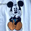 Designer Men's Trend Short Sleeve Mickey Print Distressed Sleeved Vintage Trendy American Washed T-shirt E6D5