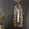 Women's Blouses Fashion Plaid Loose Casual Cardigan Thin Outer Shirt Sun Jacket Top Deep V-neck Ropa De Mujer Ofer