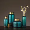 100% neue Nordic Transparent Glas Gold Konkaven Schlange Blume Vase Wohnzimmer Blume Anordnung Hydrokultur Hause Dekoration238y
