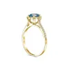 Anello con diamante rotondo di colore blu brillante fantasia VS2 da 1,50 carati in oro bianco 14k