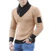 Pulls pour hommes pull tricoté à manches longues doux pour la peau col écharpe hommes pull vêtements masculins