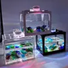 Akvarier Desktop Aquarium Fish Tank med Light Battery Type Small Supplies270e