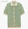 Men's Polos Summer Fashion Vintage Knit Polo Shirt High Quality Stripe Matching Casual Cardigan Short Sleeve Polo Shirt ldd240312