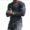 Spring Henley Shirts Jesus Christ Cross 3D Print Streetwear Mens Vintage Buttondown Långärmad T -shirt Man Tees Tops kläder 240305