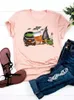 女性用Tシャツティートップカレットハロウィーン秋秋のTシャツレディースウィッチング漫画トレンド感謝祭の基本女性グラフィックプリントシャツ