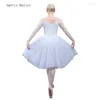 Stage Wear 18086 Manches longues Dentelle Blanc Romantique Ballet Tutu Filles Femmes Performance Costumes Ballerine Danse