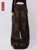 Jeans femininos ulxh leopardo impressão calças de carga mulheres 2024 cintura alta vintage baggy casual denim calças streetwear em linha reta