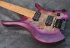 Novo 7 cordas guitarra elétrica sem cabeça roxo explosão torrado wenge pescoço