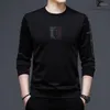 Camisas masculinas primavera outono estilo coreano o-pescoço t-shirt para homens grande carta impressão moda suéter streetwear tops