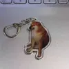 Keychains Lanyards cheems meme ins 창조적 인 인터넷 유명 인사 귀여운 전사 Cheems 키 체인 재미있는 shiba cheemsburger 키 체인 애완 동물 balltze dog ldd240312