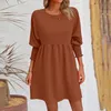 Abiti casual Abito longuette da donna retrò Elastico a maniche lunghe Corpetto arricciato floreale per feste autunnali Abbigliamento da spiaggia Elegante streetwear