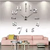 3D Big Acrylic Mirror Wall Clock Kort DIY Quartz Watch Still Life Clocks Living Room Home Decor Mirror Stickers Wall Decor1238C