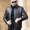 YXL-221 Natural Leather Jacket Mens Stand-Up Collar Business Casual päls Mens Super Soft SE Plush Liner Warm Jacket 240222