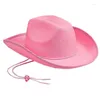 Berets 652f Leichte Feste Farbe Fedora Hüte für Frauen Männer dicke Stoff Cowboykappe mit Brim Western Jazz Locker angefühlt