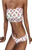 Cherry Printed Cute Student Bikini Swimsuit Strapless baddräkt Set Two Piece badkläder damer flicka separat baddräkt8123074