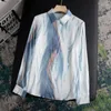 Damesblouses Blauw Render Gradient Print Reversshirt Top Dames Lente Camisas De Mujer