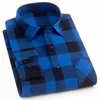 Chemises décontractées pour hommes 2024 Hommes Flanelle Plaid Coton Chemise Poitrine Poche Smart Classique Contraste Standard-Fit Manches Longues