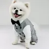 Cão vestuário animal de estimação casamento festa de aniversário traje smoking terno para pequeno médio grande raça colete formal com gravata borboleta cavalheiro252t