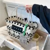 Storage Bags 2024 Handmade Rattan Picnic Basket Women's Tote Straw Fruit Shopping Bag Loundry Beach Wicker Handbag