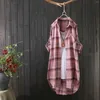 Women's Blouses Fashion Plaid Loose Casual Cardigan Thin Outer Shirt Sun Jacket Top Deep V-neck Ropa De Mujer Ofer