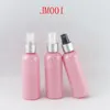 100 ml rosa Plastikflasche mit silberner Sprühpumpe, 100 CC Make-up-Unterabfüllung, kosmetische Wasserverpackungsflasche (50 Stück/Lot) Ecntm