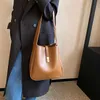 Vintage 2 PCS/SET Simple Solid Color Shoulder Bags for Women 2024 Leather Handbags and Purses Lady Designer Underarm Bag